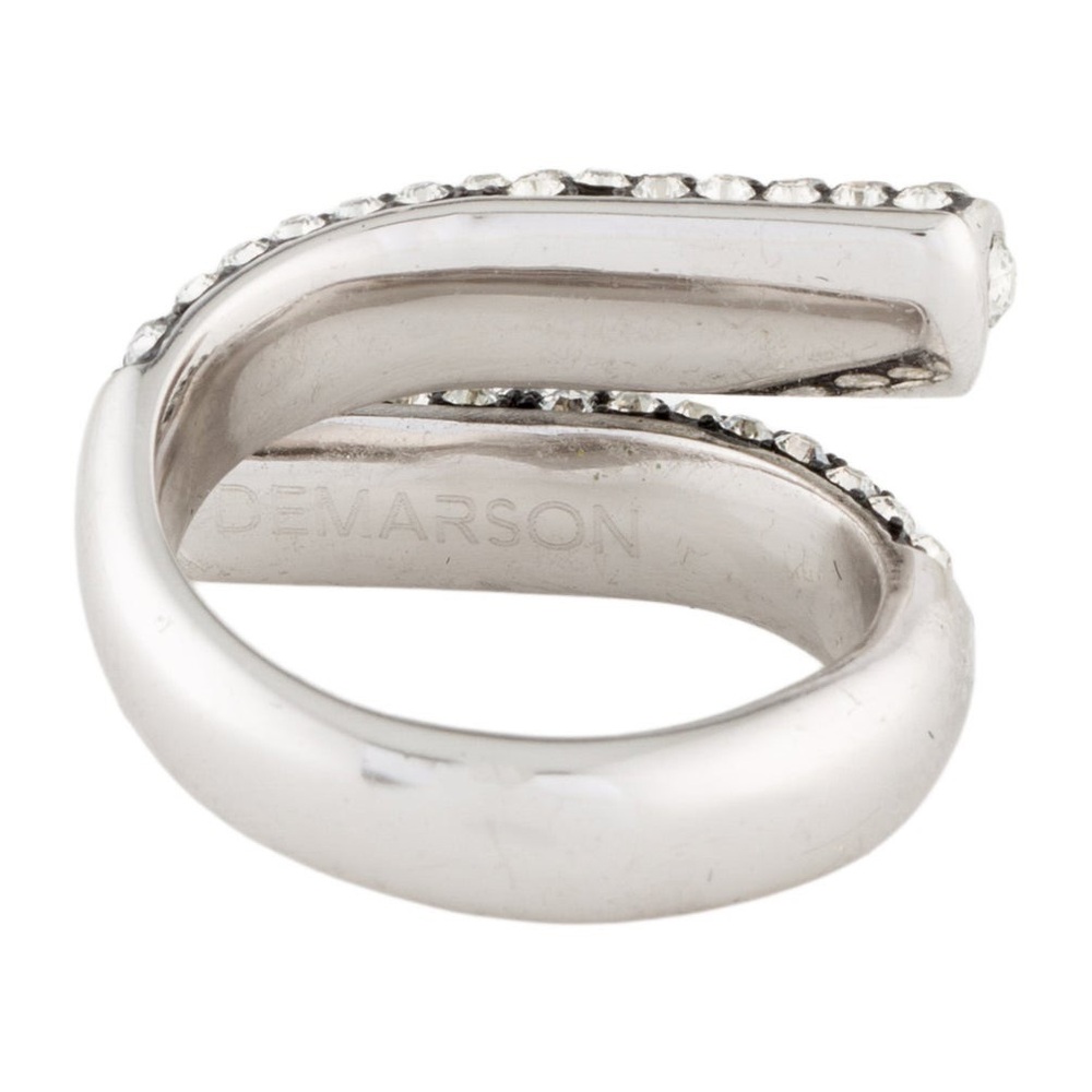 Demarson New York Pavé Crystal Wrap Ring 12K White Gold Plated Size 6.25 - Picture 5 of 6